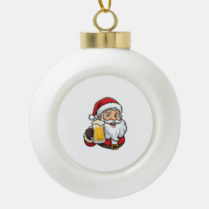 Boule En Céramique Père Noël buvant de la bière Graphique de Noël