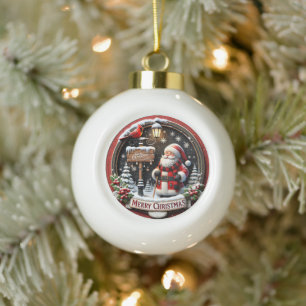 Boule En Céramique Père Noël Cardinal's Winter Welcome Vintage Christ