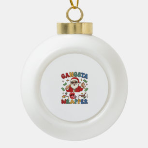 Boule En Céramique Père Noël de Noël Gangsta Wrapper Microphone Argen