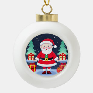 Boule En Céramique Père Noël et Cadeaux