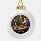 Boule En Céramique Père Noël et rennes font maison de pain d'épices (Devant)