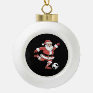 Boule En Céramique Père Noël Joue au Football Noël Sports