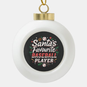 Boule En Céramique Père Noël Joueur favori de baseball Arbre de Noël
