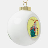 Boule En Céramique père Noël mignon avec presants enveloppés dans sac (Gauche)