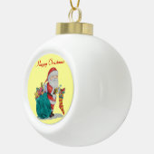 Boule En Céramique père Noël mignon avec presants enveloppés dans sac (Droite)