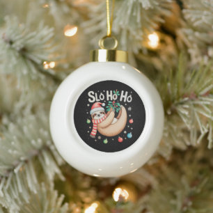 Boule En Céramique Père Noël Paresseux Ho Ho Chapeau de Noël Joyeux N