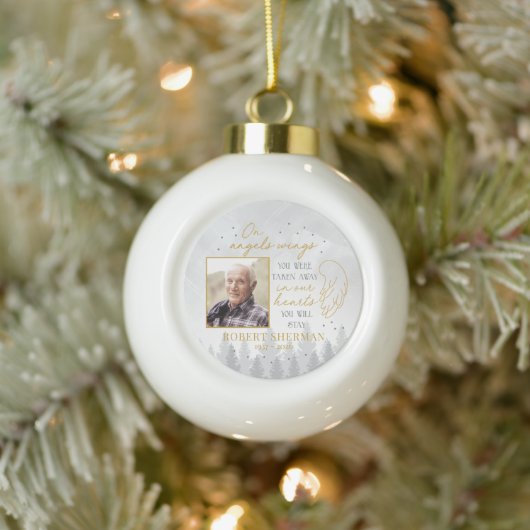 Boule En Céramique Personalized On Angels Wings Photo Ornament (Arbre)
