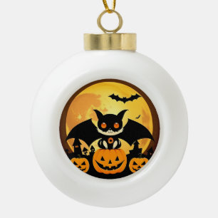 Boule En Céramique Personnage de chat mignon d'Halloween avec des cit