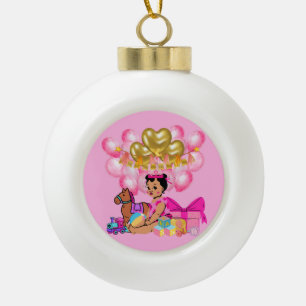 Boule En Céramique Petite fille en rose