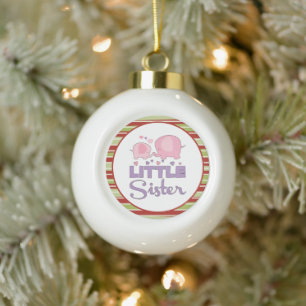 Boule En Céramique Petite soeur Noël d'éléphant rose et violet