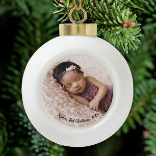 Boule En Céramique Photo Baby First Christmas