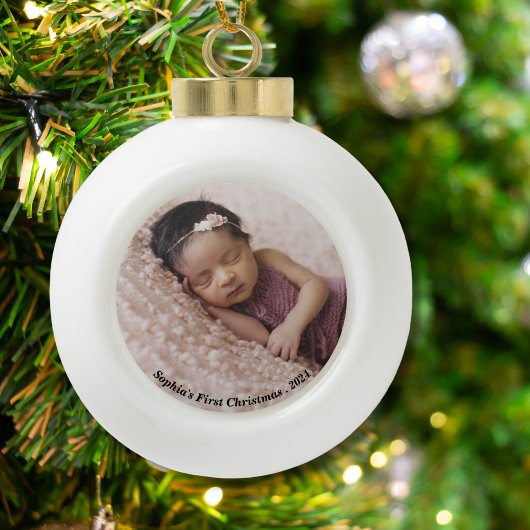 Boule En Céramique Photo Baby First Christmas
