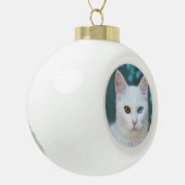 Boule En Céramique Photo blanche personnalisée et texte modifié (Gauche)