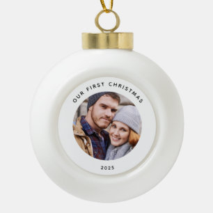 Boule En Céramique Photo de notre premier Noël de couple