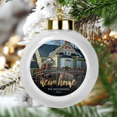 Boule En Céramique Photo First Christmas New Home Gold Script