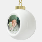 Boule En Céramique Photo Grand-parents First Christmas Green Script (Droite)