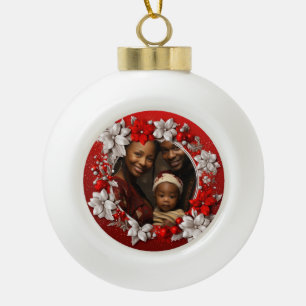 Boule En Céramique Photo personnalisée Noël rouge