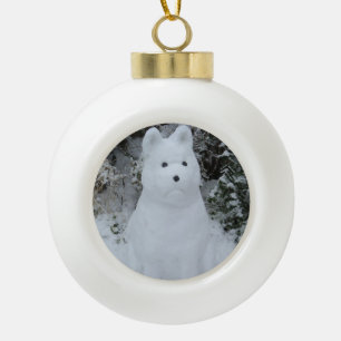 Boule En Céramique photographie drôle de Noël de bonhomme de neige
