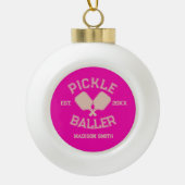 Boule En Céramique Pickle Baller Pickleball Collegiate Typographie (Devant)