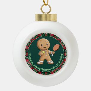 Boule En Céramique Pickleball 🎄 Joyeux Noël, texte personnalisé