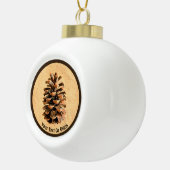 Boule En Céramique Pine Cône Sur Papier Ancien (Droite)