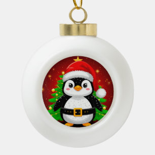 Boule En Céramique 🎄 Pingouin Père Noël Arbre de Noël Vacances Amusa