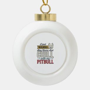 Boule En Céramique Pitbull Vintage Restez À La Maison Et Chill Amant