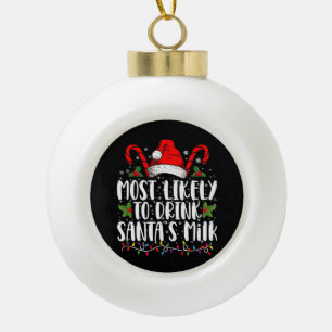 Boule En Céramique Plus susceptible de boire le lait du Père Noël Fun