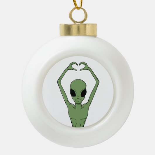 Boule En Céramique Pose de cœur extraterrestre (Devant)