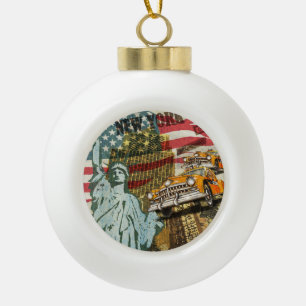 Boule En Céramique Poster de voyage new-yorkais vintage.
