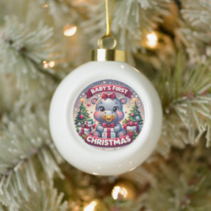 Boule En Céramique Premier Noël adorable de Noël de bébé