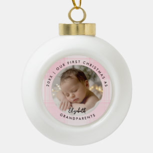 Boule En Céramique Premier Noël des Grands-Parents Plaid Rose Bébé Ph