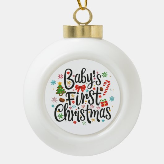 Boule En Céramique Premier Noël du bébé (Devant)