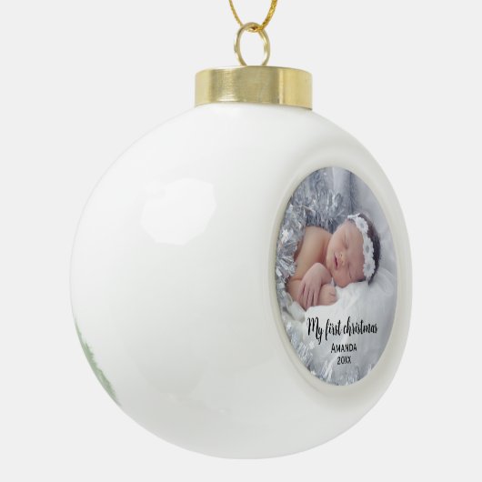 Boule En Céramique Premier Noël du bébé mignon (Gauche)