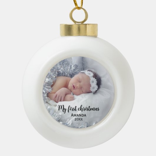 Boule En Céramique Premier Noël du bébé mignon (Devant)