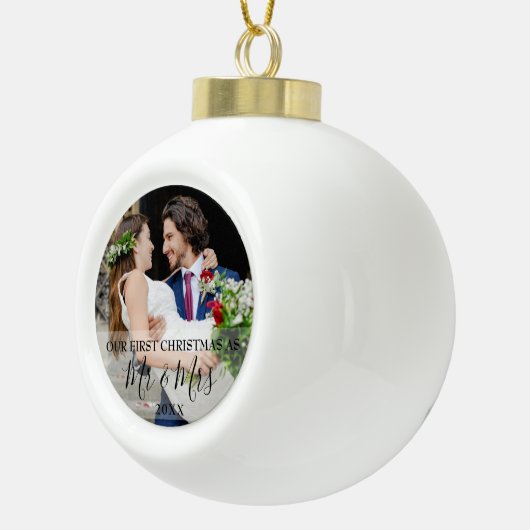 Boule En Céramique Premier Noël En Tant Que M. & Mme Photo (Droite)