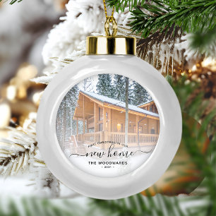 Boule En Céramique Premier Noël Nouvelle Maison Photo Personnalisée É