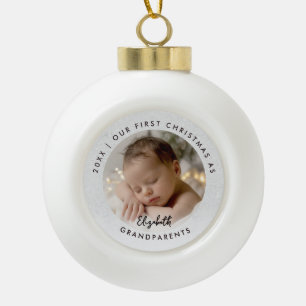 Boule En Céramique Première photo de Noël des grands-parents au pays
