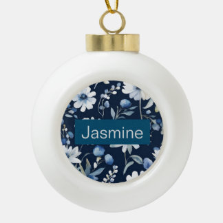Boule En Céramique Professionnel Moderne Minimaliste Blue Floral Nom