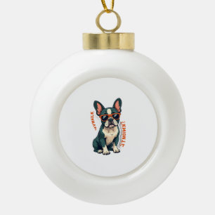 Boule En Céramique Promenade Vintage J'y Réfléchirai Bouledogue Franç