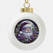 Boule En Céramique Purple Poinsettia Père Noël Enchantant Noël (Devant)
