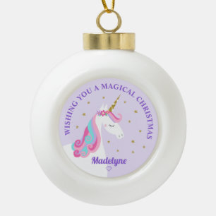 Boule En Céramique Rainbow Unicorn violet Noël personnalisé