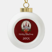 Boule En Céramique Red Christmas Gnomes Elfes tendance (Devant)