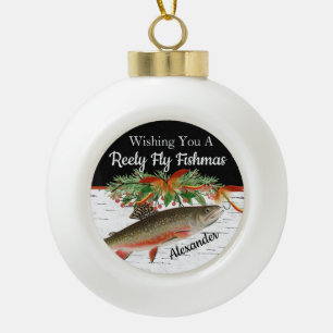 Boule En Céramique Reely Fly Fishers Pêche coeur de Noël
