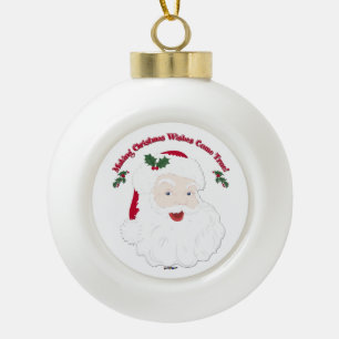 Boule En Céramique Rendre les voeux de Noël réels, Père Noël Vintage