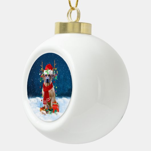 Boule En Céramique Rhodesian Ridgeback chien avec cadeaux de Noël (Droite)