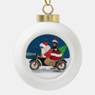Boule En Céramique Rottweiler Chien Noël Père Noël