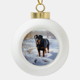 Boule En Céramique Rottweiler Laisser neiger Noël