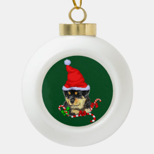 Boule En Céramique Rotweiler Puppy Christmas
