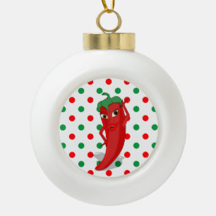 Boule En Céramique Rouge Hot Pepper Diva Rouge Vert Pois